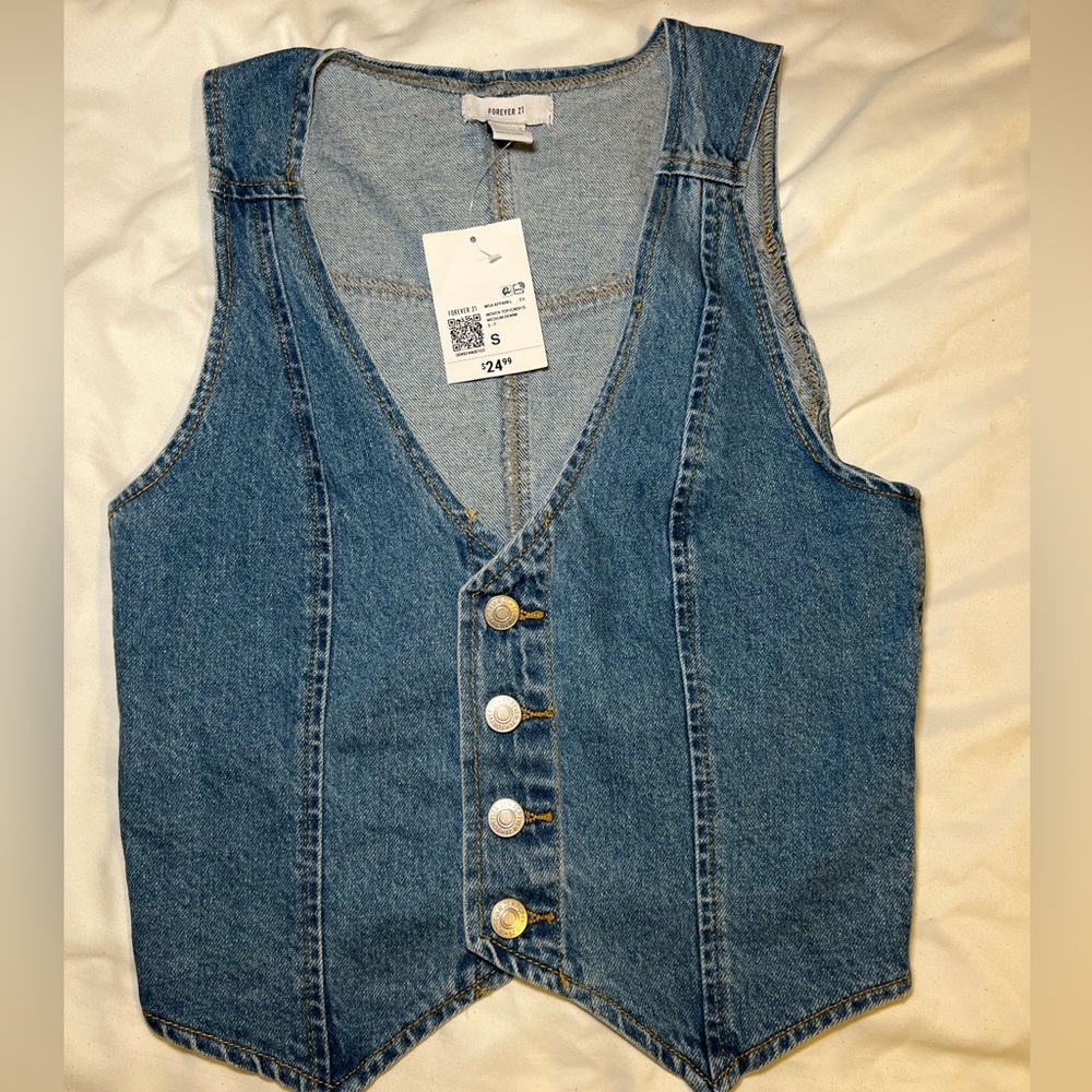 Forever 21 Denim Corsette Womens Sleeveless Crop Top